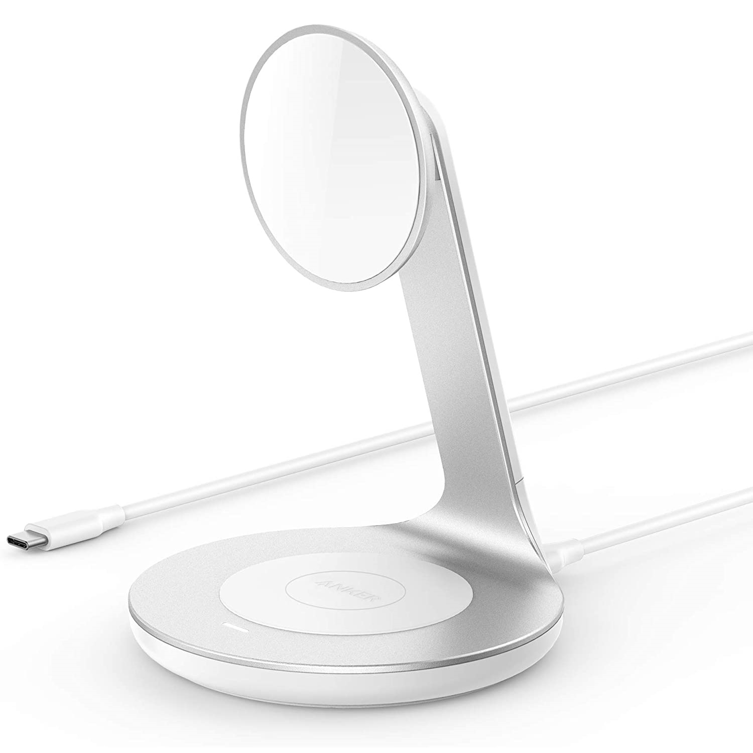 Anker PowerWave Magnetic 2-in-1 Stand Wireless Charger with 5ft(1.2m) USB-C Cable Charging Station for IOS Devices A2561
