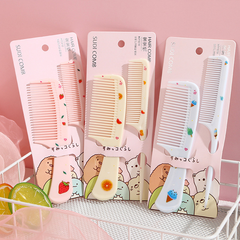 BEAUTYBIGBANG 2Pcs/Set Brush Comb Cute Boy Girl Kids Hair Brush Comb Set Newborn Babies Plastic Anti-static Cartoon Comb Sets